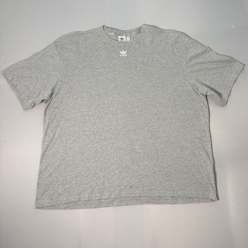 Adidas Originals Mens XL Trefoil Logo Embroidered Heather Gray T-Shirt Short Slv